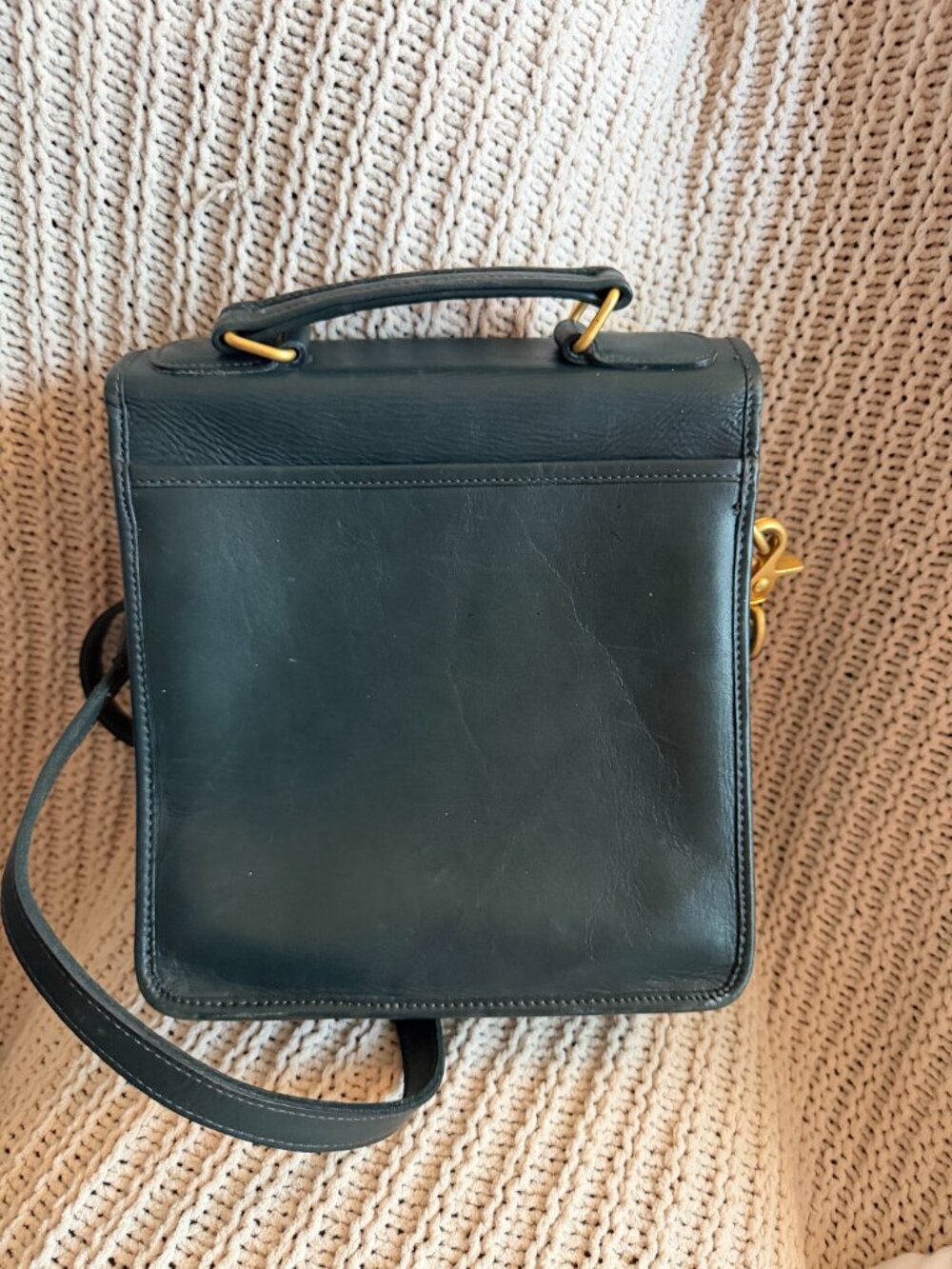 Black Thick Leather Top Handle Crossbody Satchel Bag - Picture 5 of 9